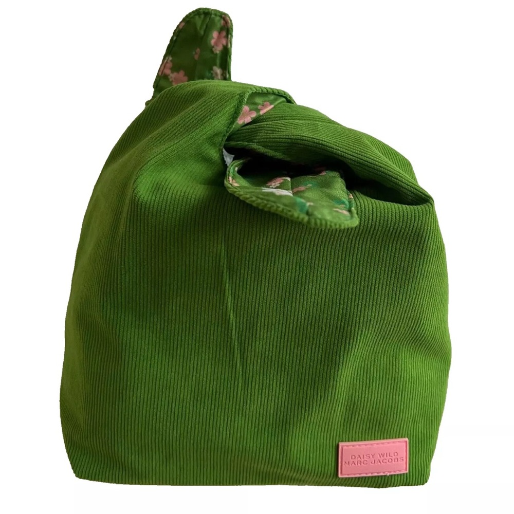 Marc Jacobs Daisy Wild Tie Top Pouch Green Corduroy Floral Liner Japanese Style